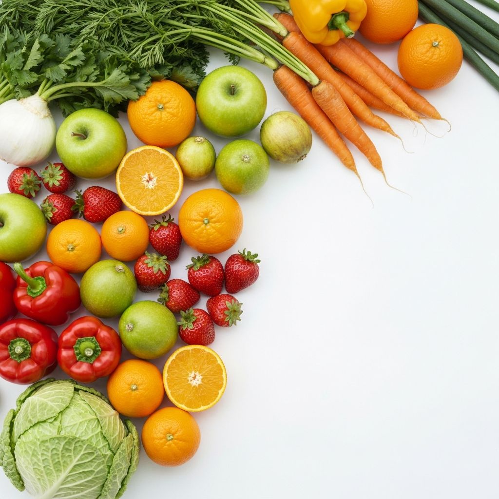 Fresh vegetables and fruits for healthy nutrition